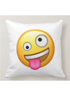 Buy Crazy Emoji Printed Decorative Pillow White 40x40cm in UAE