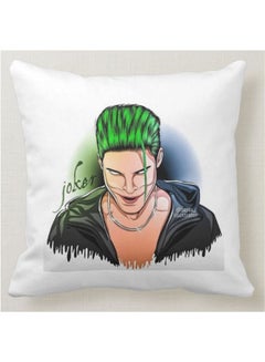 Buy The Joker Printed Decorative Pillow White 40x40cm in UAE