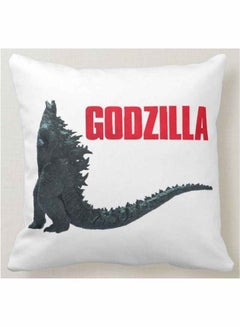 Buy Godzilla Printed Decorative Pillow White 40x40cm in Saudi Arabia