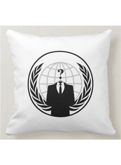 Buy Anonymous Business Man Printed Pillow White 40x40cm in UAE