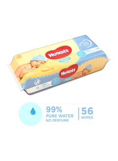 Buy Pure Wet Baby Wipes, 56 Count - Skin Loving Natural Fibres, No Perfume, 99% Pure Water in UAE