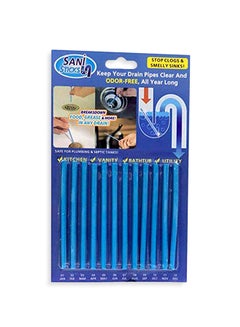 Buy 12-Piece Drain Cleaning Sticks Blue 58grams in UAE