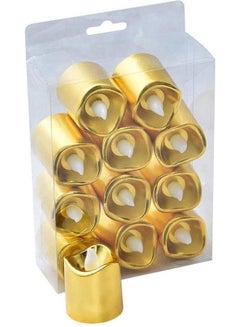 Buy 12-Piece Battery Operated Flameless LED Tea Light Candle Gold 4x5cm in Saudi Arabia