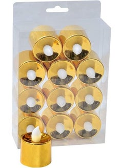 Buy 12-Piece Battery Operated Flameless LED Tea Light Candle Gold 4x5cm in Saudi Arabia
