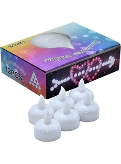 Buy 12-Piece Battery Operated Flameless LED Tea Light Candle White 4x4cm in UAE