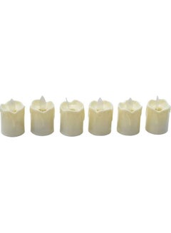 Buy 6-Piece Battery Operated Flameless LED Tea Light Candle White 4x6cm in UAE