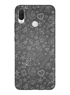 Buy Doodles Printed Protective Case Cover For Huawei P Smart Plus Grey/White in UAE