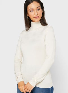 Buy Solid Sweater Light Beige in Saudi Arabia