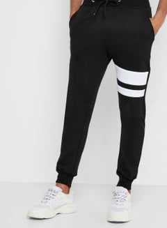 Buy Knee Stripe Jogger Black/White in UAE