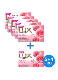 اشتري Soft Rose Soap Bar - French Rose And Almond Oil Extract Pack of 5 + 1 Free 6 x 170g في الامارات