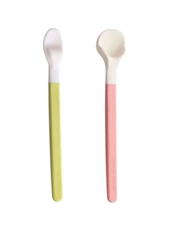 Buy 2-Piece Feeding Spoon Set, 6+ M - Green/Pink/White in UAE