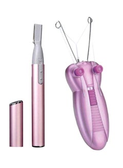 Buy Electric Thread Hair Removal Machine With Micro Touch Trimmer Set Pink in Saudi Arabia