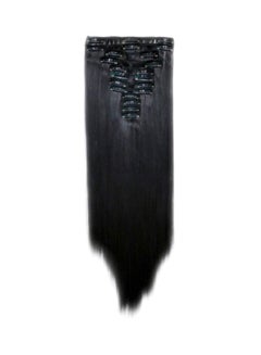 Buy 12-Piece Long Straight Hair Extension Black 60cm in UAE
