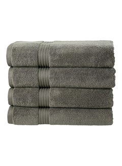 Buy 4-Piece 100% Combed Cotton 600 GSM Quick Dry Highly Absorbent Thick Soft Hotel Quality For Bath And Spa Bathroom Towel Set Grey 70x140cm in UAE