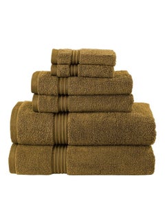 Buy 6-Piece 100% Combed Cotton  600 GSM Quick Dry Highly Absorbent Thick Bathroom Soft Hotel Quality For Bath And Spa Towel Set Includes 2xBath Towels (70x140 cm), 2xHand Towels (40x70 cm), 2xWashcloths (30x30 cm) Beige 70x140cm in UAE