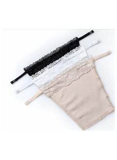 Buy 3-Piece Secret Clip On Mock Lace Camisoles Set Black/Beige/White in Egypt