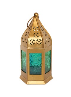 Buy Ramadan Iesha Brass Antique Candle Lantern Green 6.5 x 3cm in UAE