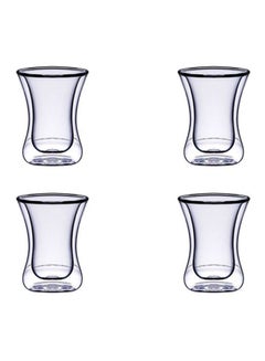 Buy 4-Piece Double Wall Estikana Cup Set Clear 4x100ml in Saudi Arabia