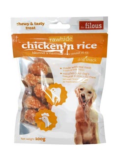 Buy Rawhide Chicken 'N' Rice Dog Snack White/Brown 100grams in UAE