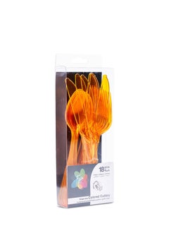 Buy 18-Piece Coloured Cutlery Set Orange in UAE