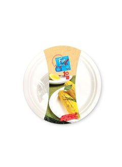 Buy Pack of 10 Biodegradable Moulded Fibre Plate Set White 7inch in UAE