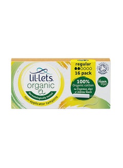 Buy Organic Non Applicator Regular 16 Tampons White in UAE