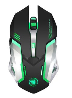 Buy Ergonomic Design 2.4GHz Wireless Mouse Black/Silver/Green in Saudi Arabia