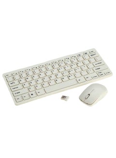Buy Portable Wireless Keyboard With Mouse Set English White in UAE