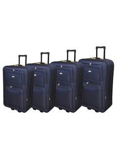 Buy 4-Piece Softside Travel Trolley Luggage Bag With 2 Wheels Navy in Saudi Arabia