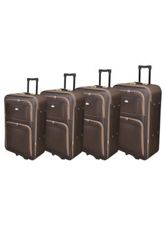 Buy 4-Piece Softside Travel Trolley Luggage Bag With 2 Wheels Coffee in Saudi Arabia