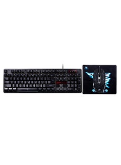 Buy USB Wired Gaming Keyboard And Mouse Set With Mousepad Black in Saudi Arabia