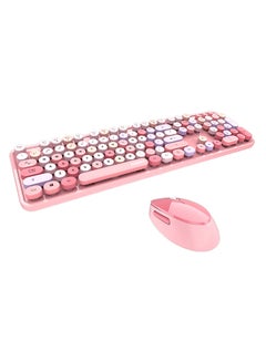Buy Wireless Keyboard And Mouse Set Pink/White in UAE