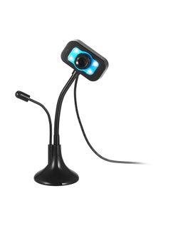 Buy LED Light Flexible Gooseneck HD USB Webcam With Mic Black/Blue in Saudi Arabia