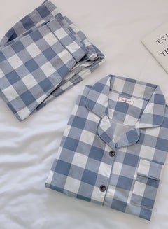 Buy Plaid Pajamas Set Grey/White in Saudi Arabia