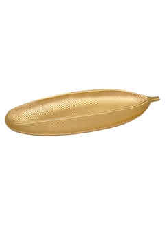 Buy Marble Leaf Shaped Serving Tray Gold 40 x 15cm in UAE