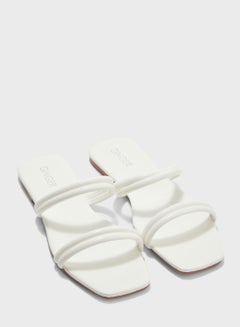 Buy Square Toe Flat Sandals White in UAE