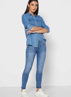 Buy Light Wash Skinny Jeans Blue in UAE