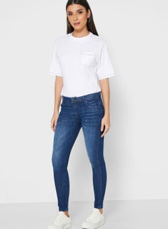 Buy Mid Wash Skinny Jeans Blue in UAE