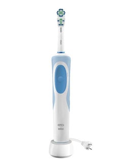Buy Vitality Dual Clean Electric Rechargeable Toothbrush With Replacement Brush Head and Automatic Timer Blue/White in UAE