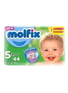 Buy 3D Technology Junior Diapers, Size 5, 11-18 kg, Jumbo Pack, 44 Count in UAE