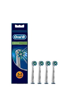 Buy 4-Piece Cross Action Replacement Brush Head White/Blue in Saudi Arabia