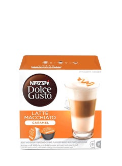 Buy Dolce Gusto Latte Macchiato Caramel Coffee Capsules 10.55grams Pack of 16 in UAE