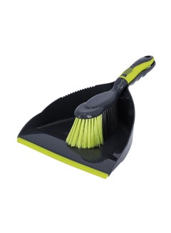 Buy Dust Pan & Brush Black/Green 36x23x11cm in UAE