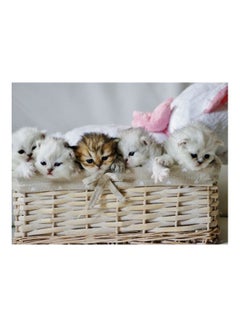 Buy Kittens Themed Wall Sticker White/Beige/Grey 140x105cm in Egypt