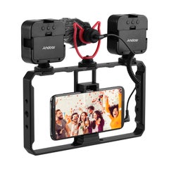 Smartphone Rig Outdoor Shooting Video Camera Cage Microphone Mount Film Grip 