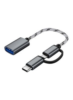 Buy 2-In-1 OTG Type-C Micro USB Cable Grey in Saudi Arabia