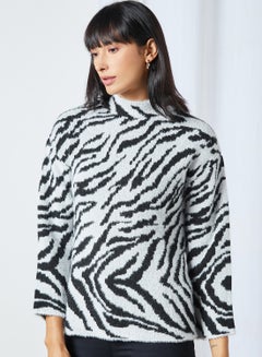 Buy Zebra Print Sweater Black in UAE