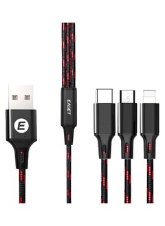 اشتري 3-In-1 Micro USB/Type-C/Lightning Fast Charging Cable 15x2x6سم أسود في السعودية