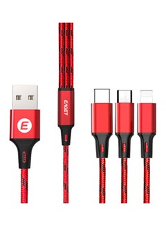 Buy 3-In-1 Micro USB/Type-C/Lightning Fast Charging Cable Red in Saudi Arabia