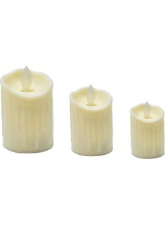 Buy 3-Piece Battery Operated Flameless LED Tea Light Candle Multicolor Large - 12x5, Medium - 10x5, Small - 8x5cm in Egypt